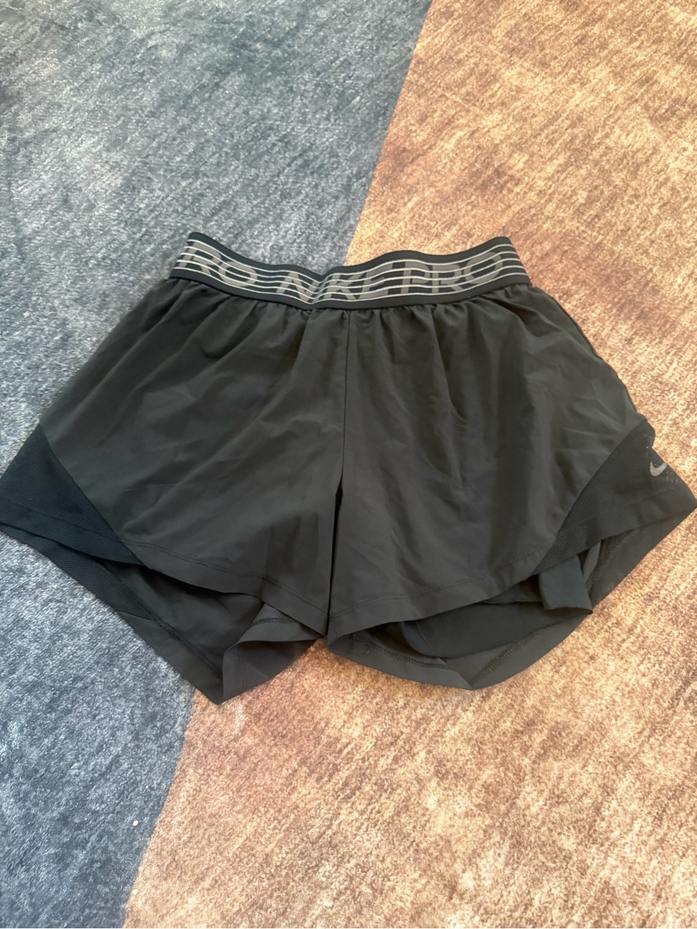 Nike Black Layered Athletic Shorts with Striped Waistband